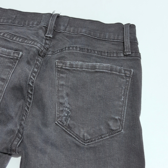 Frame Denim Hathaway Distressed Mid Rise Ankle Cropped Le Skinny Jeans Black 25 - Picture 15 of 16